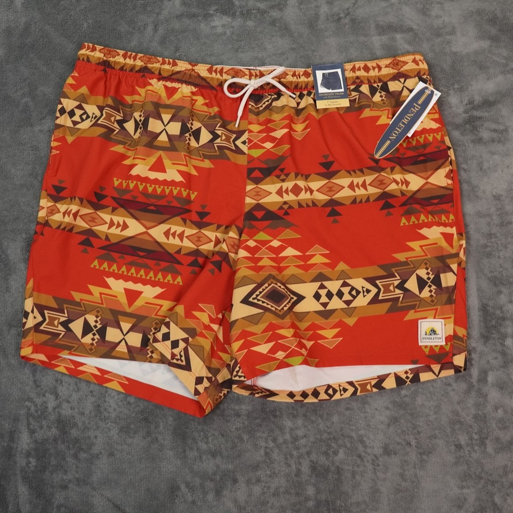 Pendleton Red And Brown Patterned Swim Trunks - image 1
